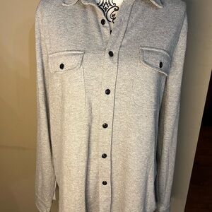 Faherty Brand Legend Sweater Shirt Gray Heather Large Knit Button Down Flannel